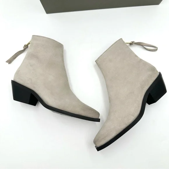 All Saints Lenora Suede Boots in Stone White